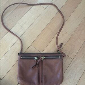 Fossil Tan Leather Crossbody Bag
